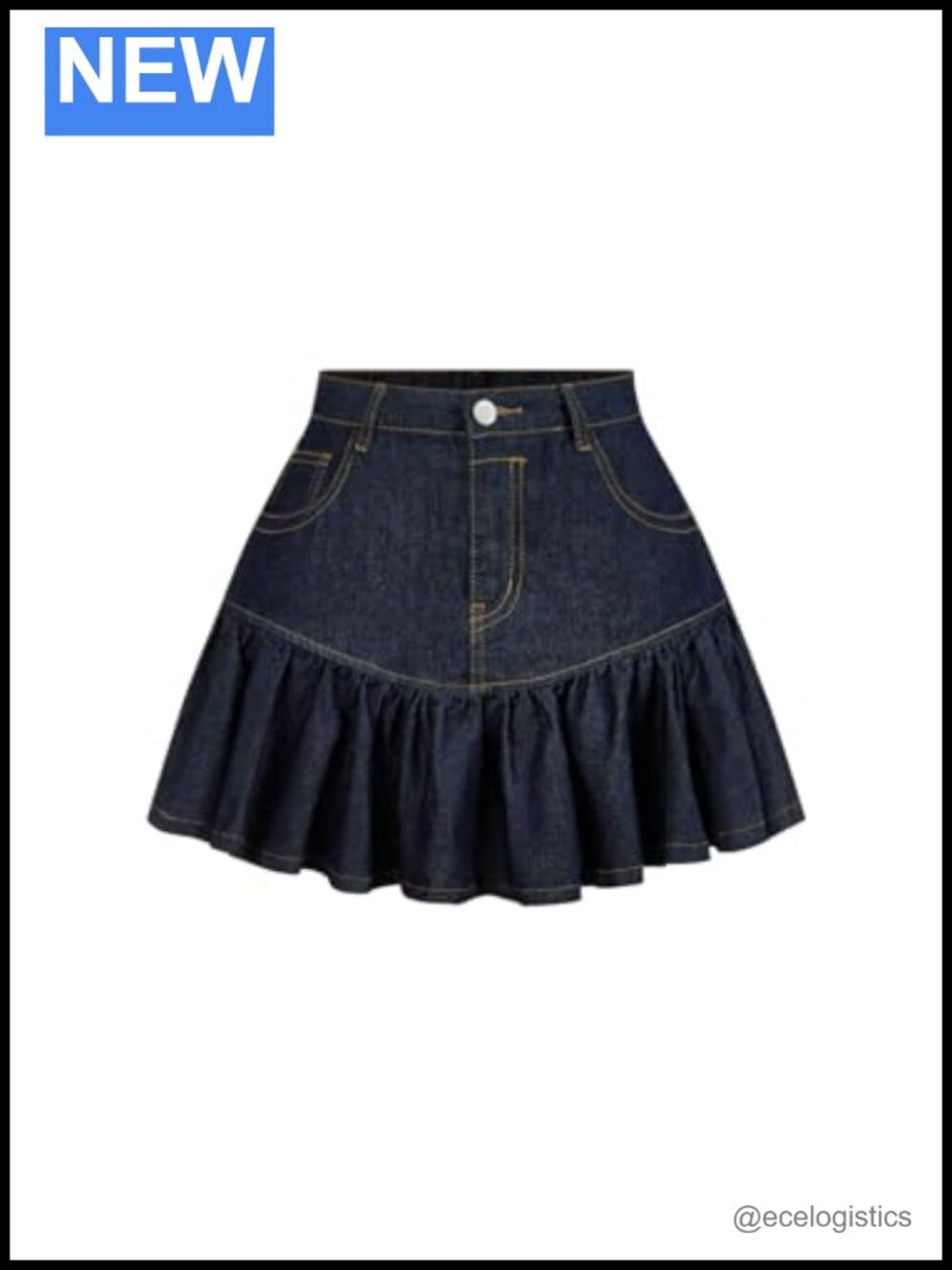 Women's Low Rise Ruffle Hem A Line Mini Denim Skirt